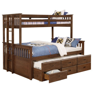 Atkin Twin Extra Long over Queen 3-drawer Bunk Bed Weathered Walnut