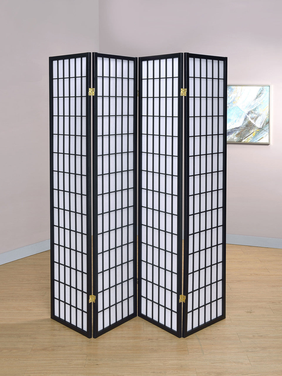 Roberto 4-panel Folding Screen Black and White