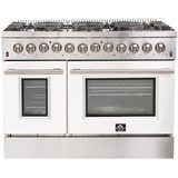 Forno 48" Galiano Dual Fuel Range - Gas Cooktop with 240v Electric Oven - 8 Burners, Griddle, and Double Oven  - FFSGS6156-48