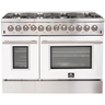 Forno 48" Galiano Dual Fuel Range - Gas Cooktop with 240v Electric Oven - 8 Burners, Griddle, and Double Oven  - FFSGS6156-48