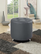 Bowman Round Upholstered Ottoman Grey