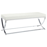 Walton Bench with Metal Base White and Chrome