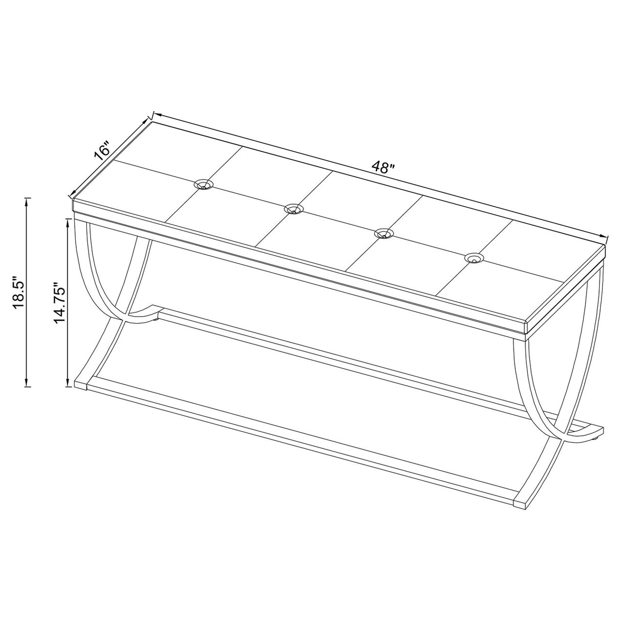 Walton Bench with Metal Base White and Chrome