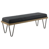 Chad Upholstered Bench with Hairpin Legs Dark Blue