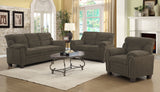 Clementine Upholstered Loveseat with Nailhead Trim Brown