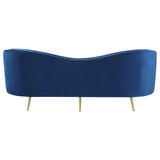 Sophia Upholstered Camel Back Sofa Blue