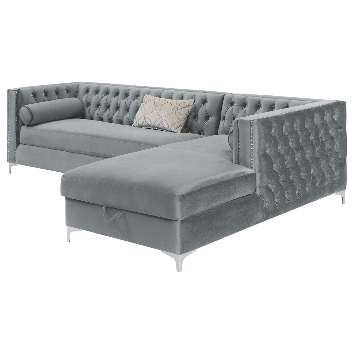 Bellaire Button-tufted Upholstered Sectional Silver