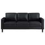 Ruth Upholstered Track Arm Faux Leather Sofa Black