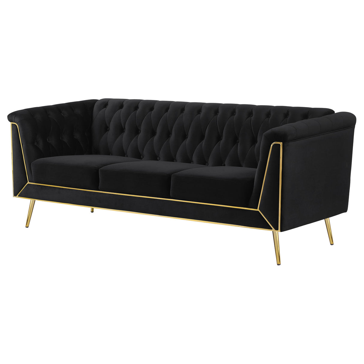 Holly Tuxedo Arm Tufted Back Sofa Black