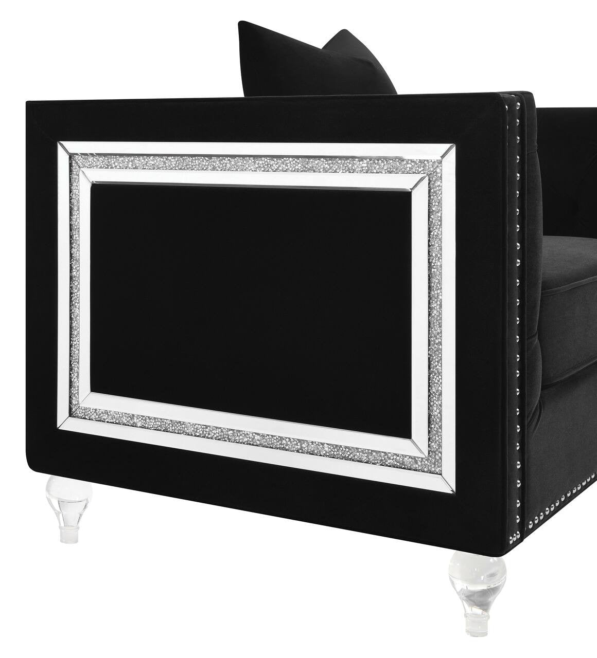 Delilah Upholstered Tufted Tuxedo Arm Sofa Black