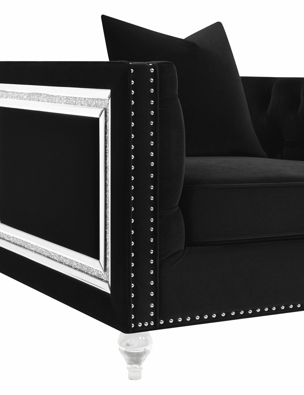 Delilah Upholstered Tufted Tuxedo Arm Sofa Black