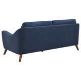 Gano Sloped Arm Upholstered Sofa Navy Blue