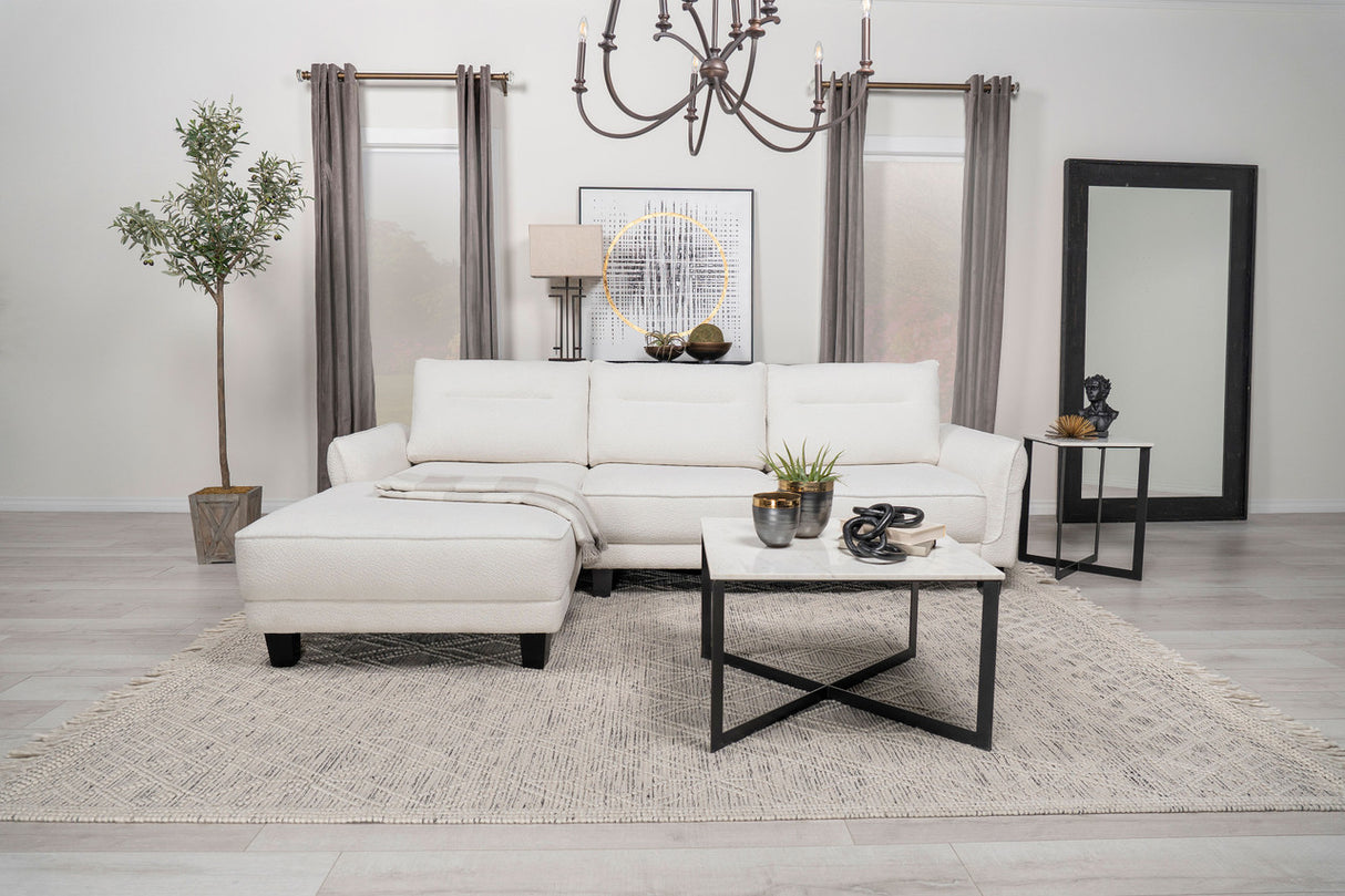 Caspian Upholstered Curved Arms Sectional Sofa White and Black