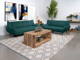 Acton 2-piece Upholstered Flared Arm Sofa Set Teal Blue