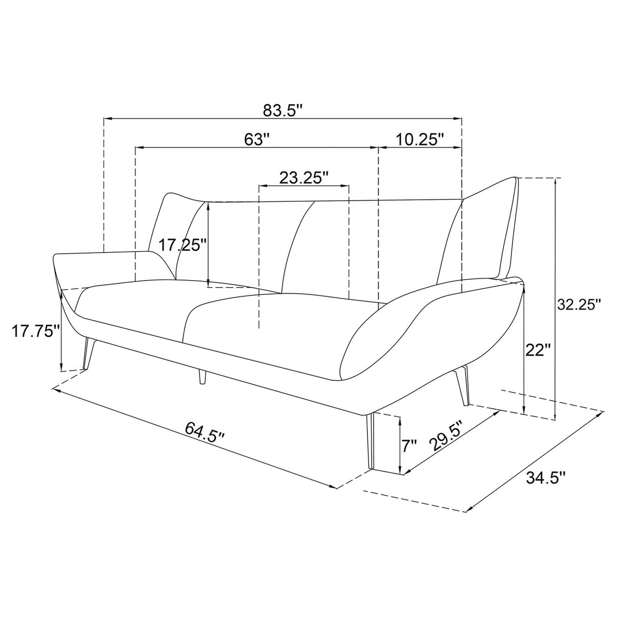 Acton 2-piece Upholstered Flared Arm Sofa Set Teal Blue