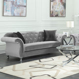 Frostine Button Tufted Sofa Silver