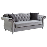 Frostine Button Tufted Sofa Silver