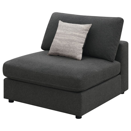 Serene Upholstered Armless Chair Charcoal