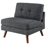 Churchill Tufted Cushion Back Armless Chair Dark Grey and Walnut