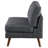 Churchill Tufted Cushion Back Armless Chair Dark Grey and Walnut