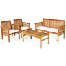 4 Pieces Acacia Wood Sofa Set