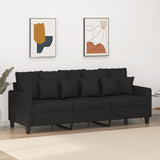 3-Seater Black Sofa