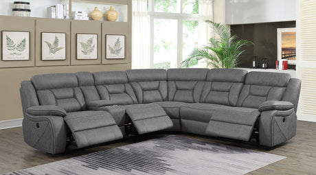 Higgins 4-piece Upholstered Power Sectional Grey