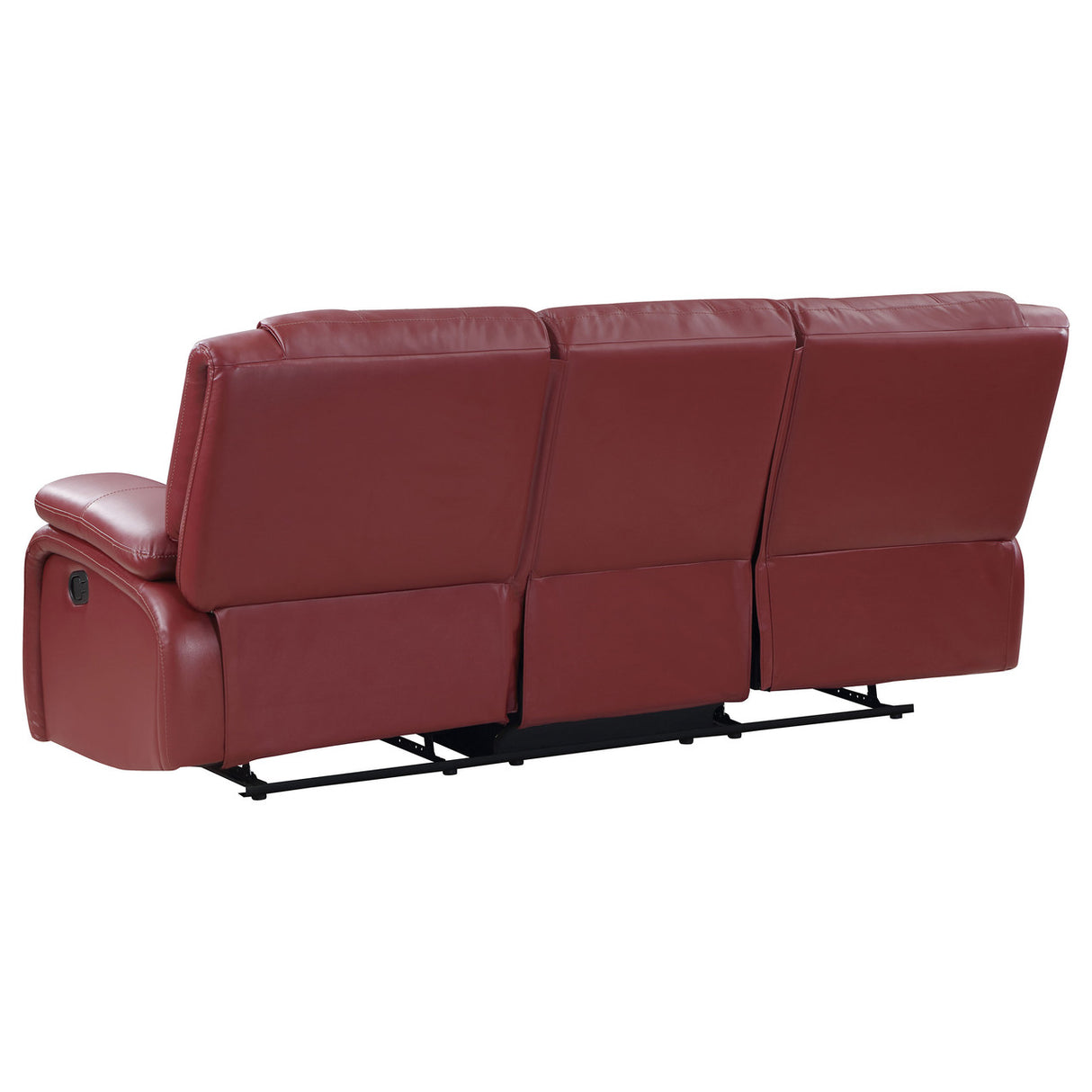 Camila Upholstered Motion Reclining Sofa Red Faux Leather