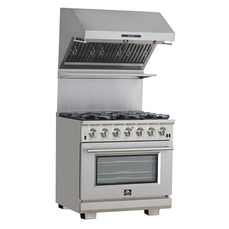 Forno 36" Capriasca Gas Range with 6 Burners, Convection Oven and 120,000 BTUs - FFSGS6260-36