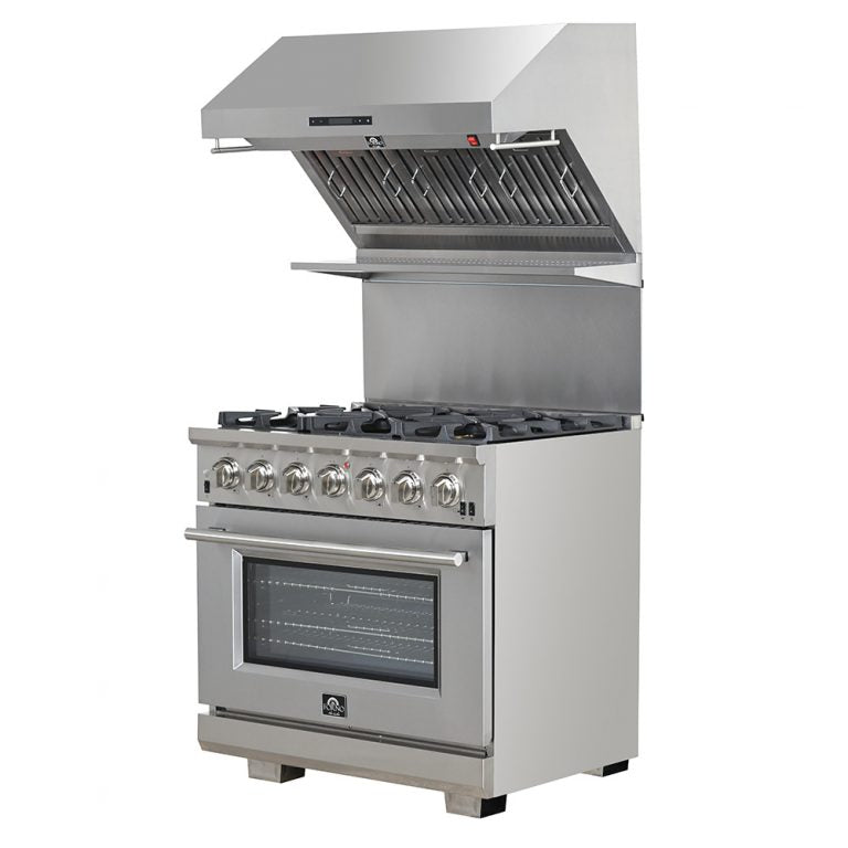 Forno 36" Capriasca Gas Range with 6 Burners, Convection Oven and 120,000 BTUs - FFSGS6260-36