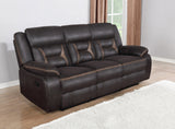 Greer Upholstered Tufted Back Motion Sofa (Brown)