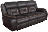 Greer Upholstered Tufted Back Motion Sofa (Brown)