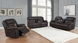 Greer Upholstered Tufted Back Motion Sofa (Brown)