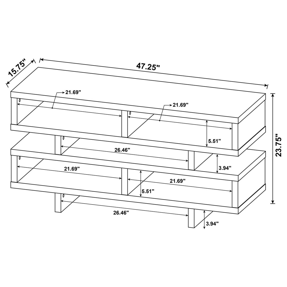 Parker TV Console with 5 Open Compartments Cappuccino