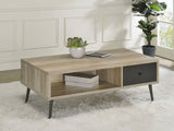 Welsh 1-drawer Rectangular Engineered Wood Coffee Table With Storage Shelf Antique Pine and Grey