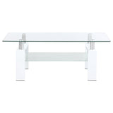 Dyer Rectangular Glass Top Coffee Table With Shelf White