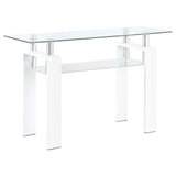 Dyer Rectangular Glass Top Sofa Table With Shelf White