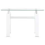 Dyer Rectangular Glass Top Sofa Table With Shelf White