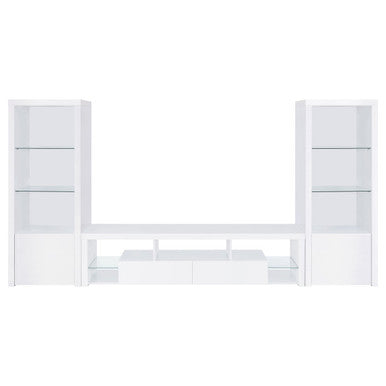 Jude 3-piece Entertainment Center With 71" TV Stand White High Gloss