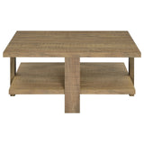 Dawn Square Engineered Wood Coffee Table With Shelf Mango