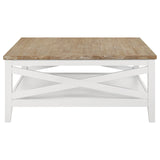 Maisy Square Wooden Coffee Table With Shelf Brown and White