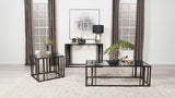 Adri Rectangular Glass Top Coffee Table Clear and Black Nickel