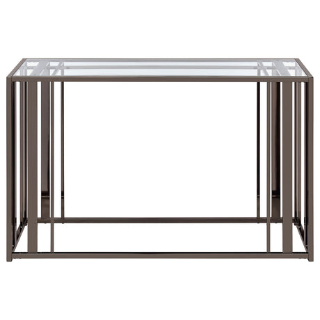 Adri Rectangular Glass Top Sofa Table Clear and Black Nickel