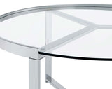 Delia 2-Piece Round Glass Top Nesting Coffee Table Clear and Chrome