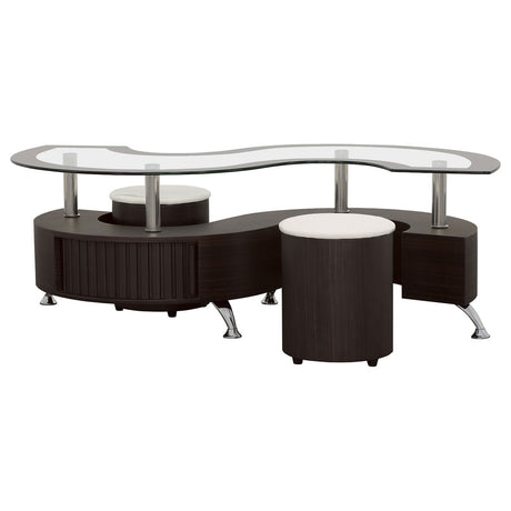 Buckley 3-piece Coffee Table and Stools Set Cappuccino