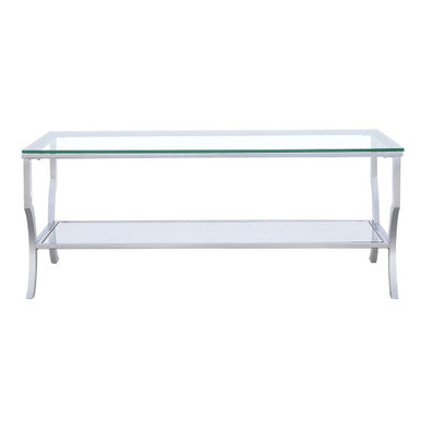 Saide Rectangular Coffee Table with Mirrored Shelf Chrome