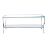 Saide Rectangular Coffee Table with Mirrored Shelf Chrome