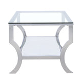 Saide Rectangular Coffee Table with Mirrored Shelf Chrome