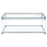 Anne Coffee Table with Lower Shelf Chrome and Clear