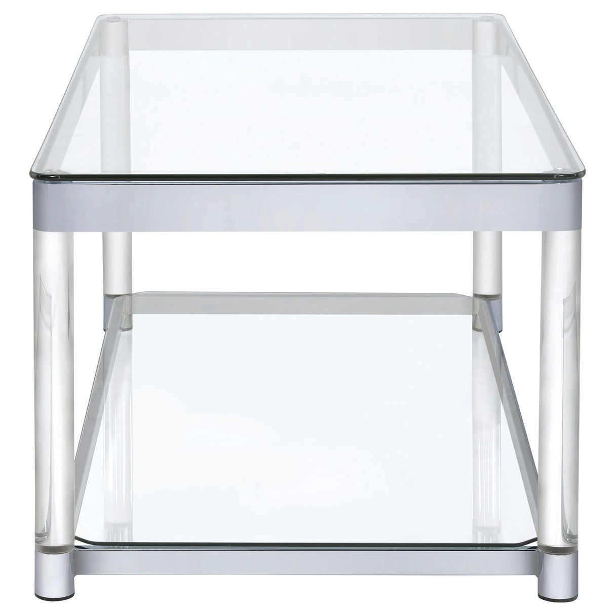 Anne Coffee Table with Lower Shelf Chrome and Clear